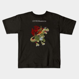 Clanosaurus Rex ANTRIMsaurus Plaid Antrim Irish Ireland Family Tartan Kids T-Shirt